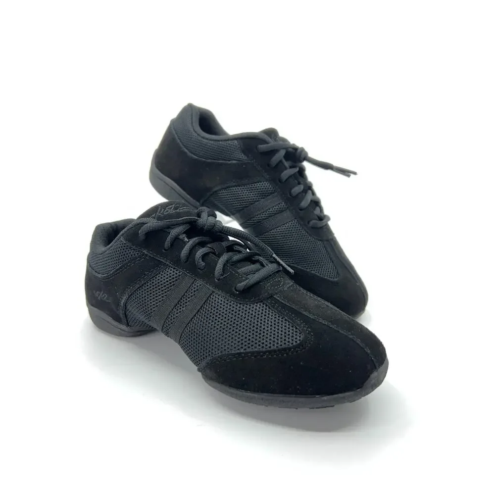 Women's Black Mesh & Suede Lace-Up Dance Sneakers
